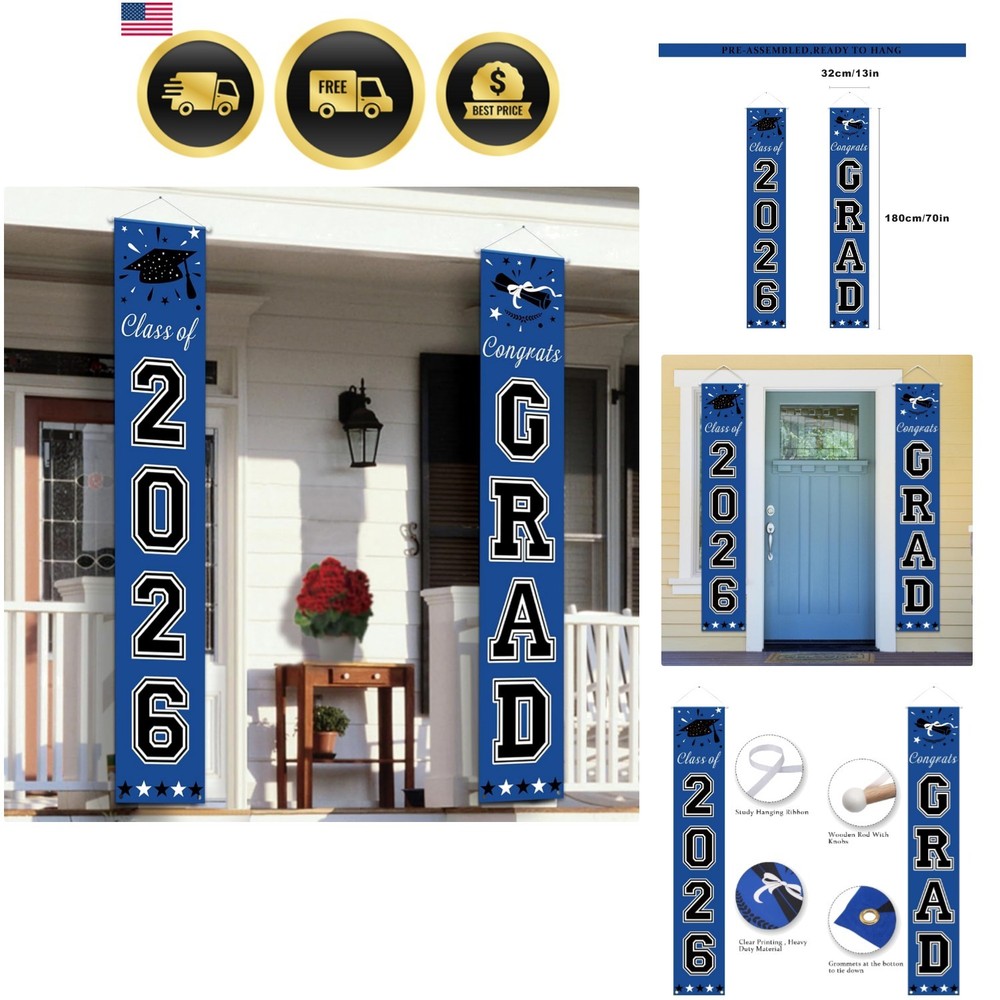 2026 Graduation Decorations Blue, Congrats Grad Porch Banner for Any Schools …