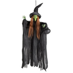 23″ Hanging Green Witch with Cauldron Halloween Decoration – Morris Costumes