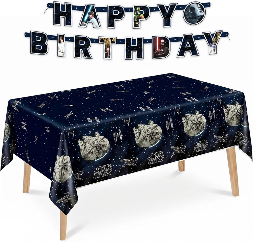 Star Wars Table Cloth and Birthday Banner | Star Wars Birthday Decorations and P