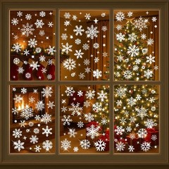 204pcs Glitter Snowflake Window Stickers, Christmas 7.9 x 11.8 inches, Silver