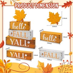 4Pcs Hello Fall Wooden Tiered Tray Decor Maple Leaf Autumn Decorations Home Gift
