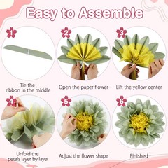 14 PCS Sage Green Tissue Paper Flowers – Elegant Party Decorations for Weddin…