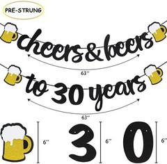 30 Years Birthday Decorations – Cheers & Beers to 30 Years Banners & Balloons