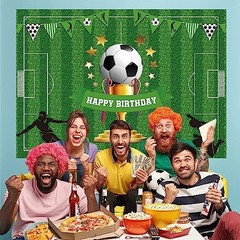 5x3ft Soccer Happy Birthday Backdrop Banner – Sports Themed 4.92ft x 3.28ft