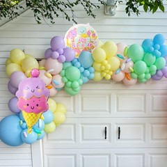 Pastel Colorful Balloons with Ice Cream Balloons,Macaron Pink Blue Purple Gre…