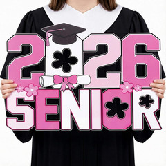 Pink Senior 2026 Decorations for Graduation, Prom, and Photo Booth Props