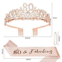 80Th Birthday Decorations Set- 80Th Birthday Crown and Sash Glitter Kit Gifts fo