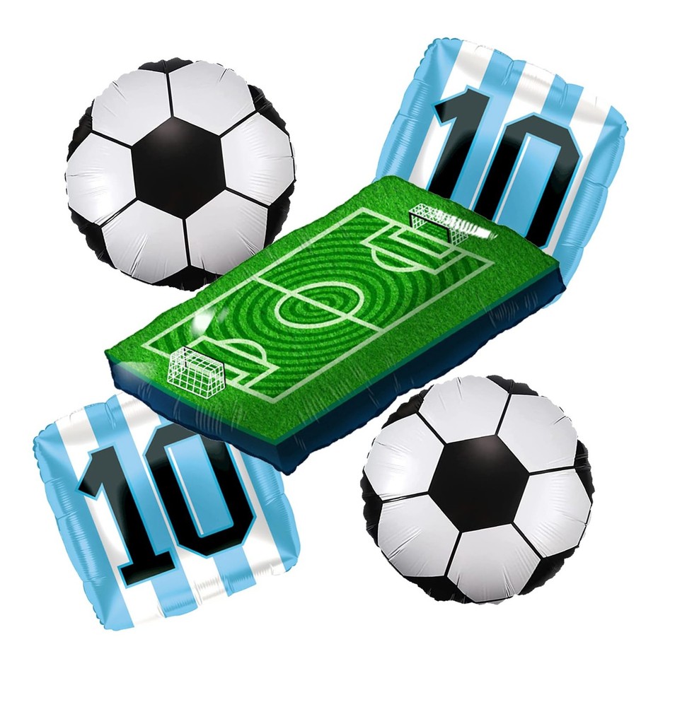 Number 10 Soccer Star Balloon Set – 4 Blue and White National Team Jersey Bal…