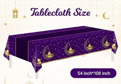 Ramadan Table Cloth, 54″ x 108″ Eid Mubarak Decor 4.5 x 9 ft