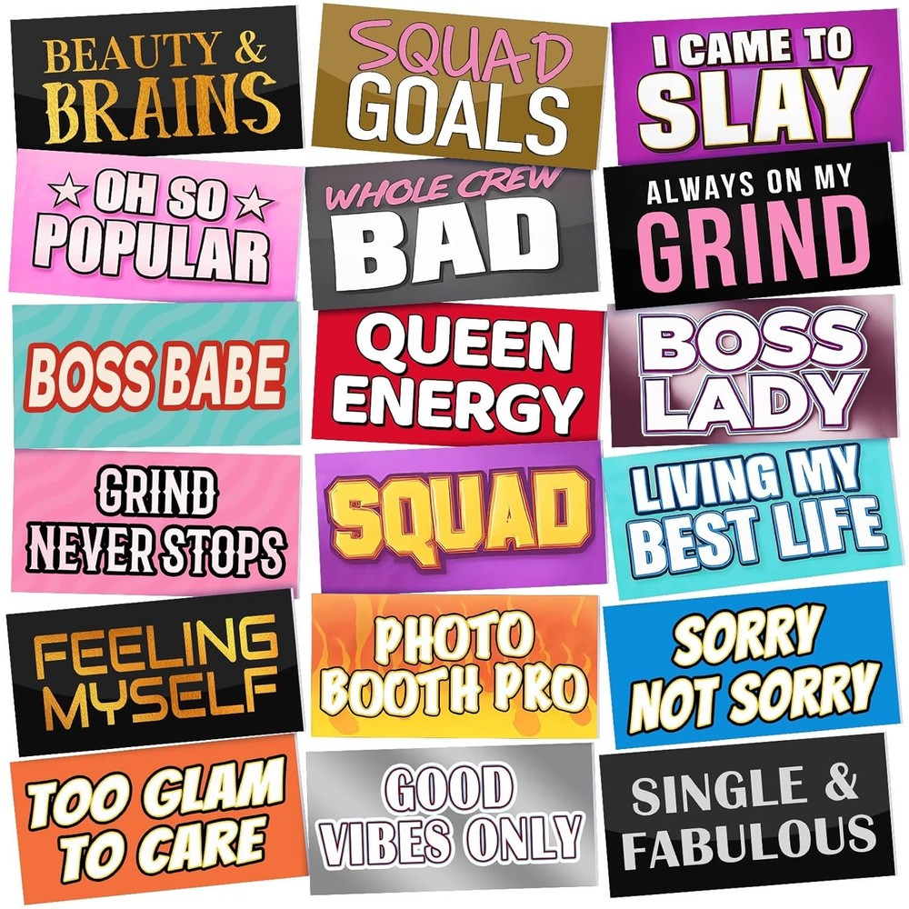 24 Designs Funny Photo Booth Props Sign Decor Double Sided Photobooth Accessoire