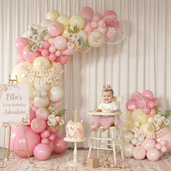 Pink and Yellow Balloon Arch Garland Kit 126Pcs Pastel Light Pink Sand White Bal