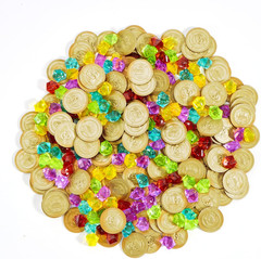 288 Pcs Pirate Gold Coins & Gems Playset 144 Coins + 144 Jewels Party Favors Kit