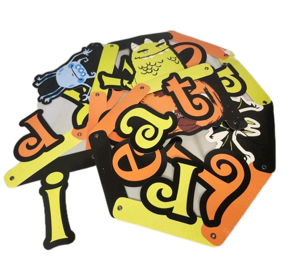 VTG Halloween Letter Trick Or Treat Banner Garland Monster Cardboard Party Decor