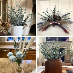 CEWOR 24pcs Eucalyptus Stems Artificial Leaves 24 pcs, Grey Green