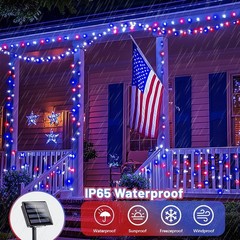 Patriotic Solar String Lights – 8 Modes, Waterproof, 400 LED for 4th of July …
