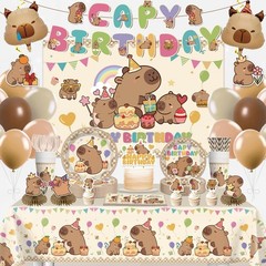 212pcs Capybara Birthday Decorations-Serves 25, All-in-one Capybara Party Dec…