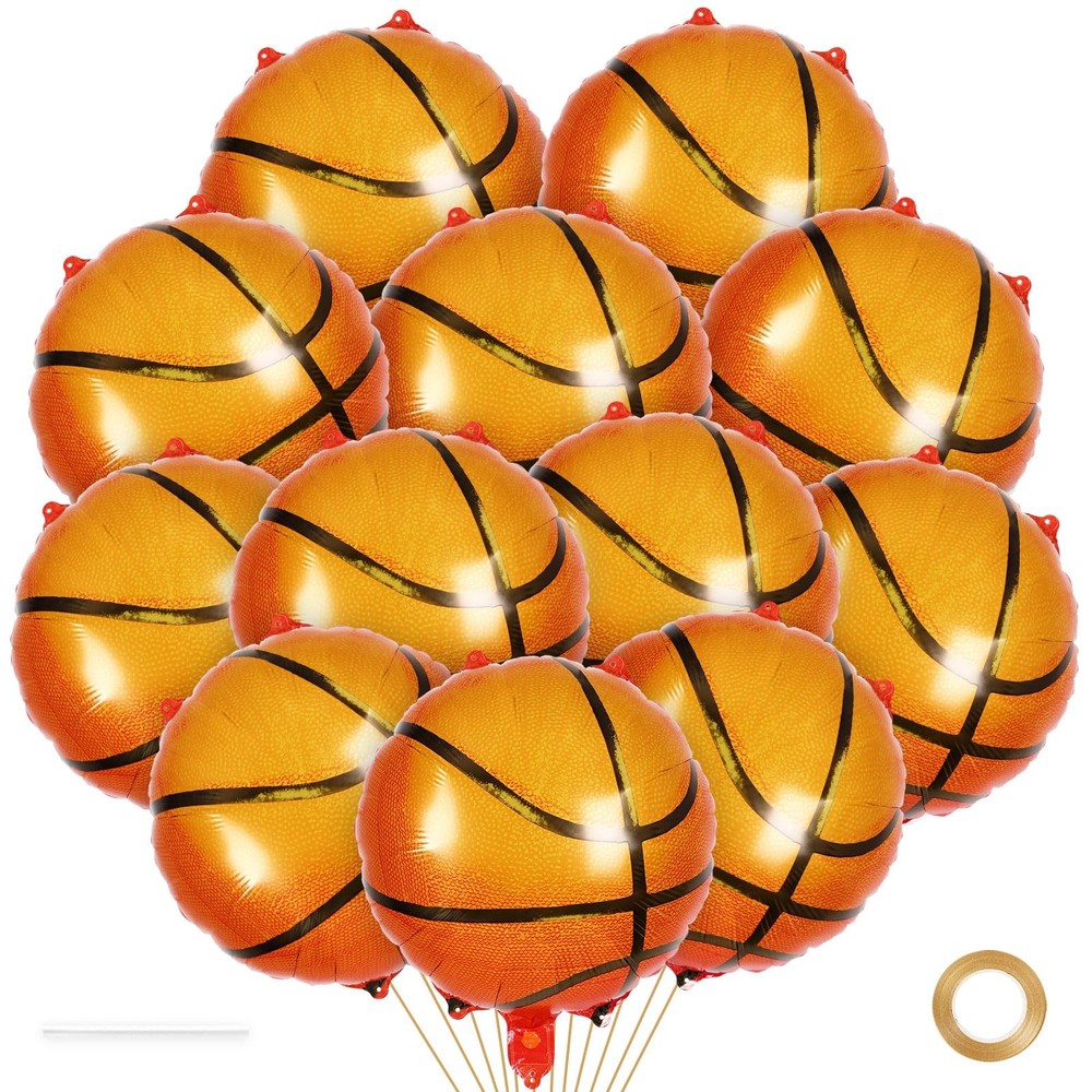 12 Pcs Basketball Balloons,18 Inch Basketball Party Foil Balloons,Sports Myla…