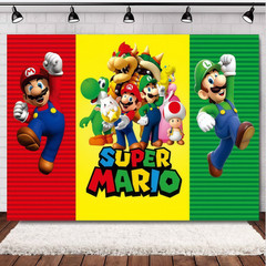 Super Mario Kid Birthday Party Backdrop Banner Studio Home Photo Background