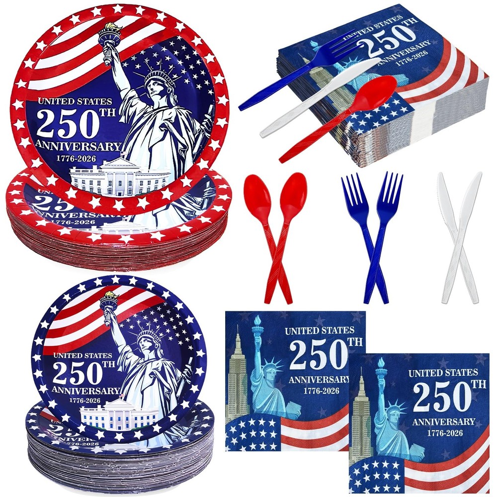 300 Pcs 250th Anniversary 4th of July one size, Red,white and Blue