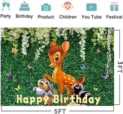Green Leaves Deer Backdrop Birthday Party Supplies Bambi Photo Backgrounds