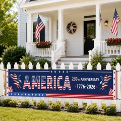 250th Anniversary American Banner Flag 1776-2026, 120 x 20 inch USA 250th Bir…