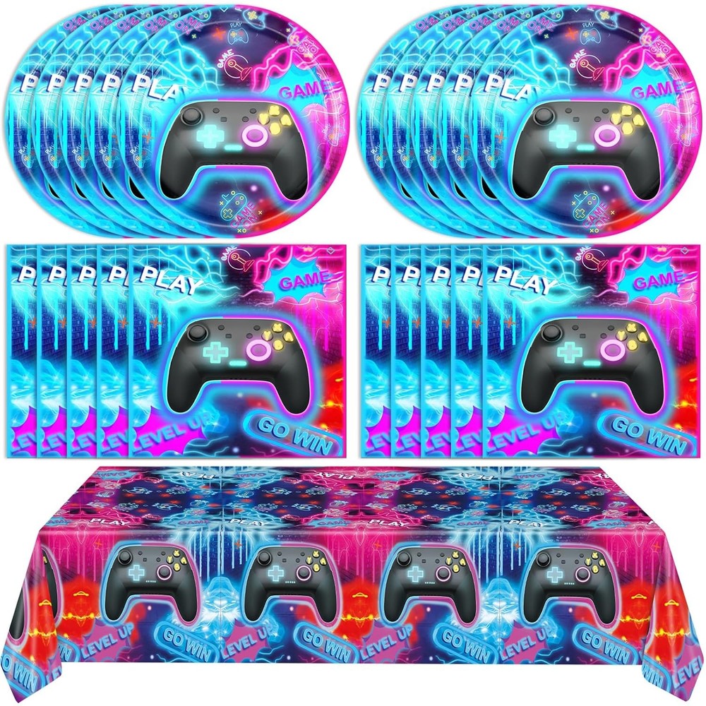 41pc Video Game Party Decorations Tableware Supplies Set Includes Partyware