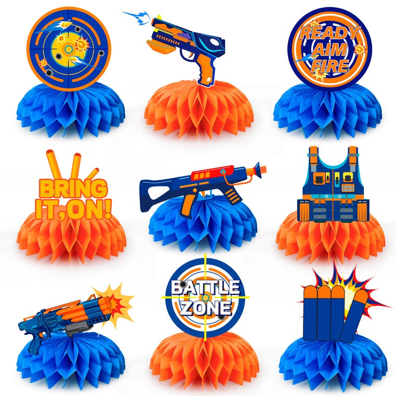Dart War Honeycomb Centerpieces Dart War Party Decorations Gun Table Supplies