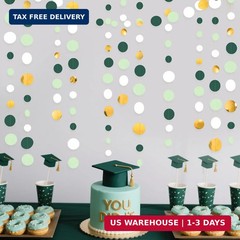46 Ft Sage Green Gold Party Decorations Polka Dots Garlands Hanging Paper Circle