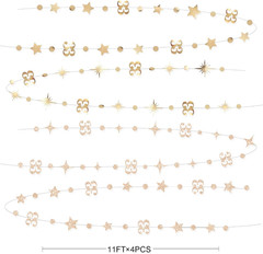 Champagne Gold 33Rd Birthday Decorations Number 33 Circle Dot Star Streamer Bann