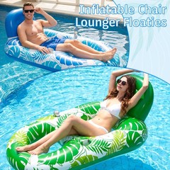 FindUWill 2 Pack Inflatable Pool Floats Adult 65″x42″ Inflatable Pool Float L…