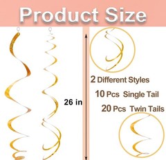 30 pcs Gold Hanging Swirl Decorations Swirls Party Decorations Plastic Party …
