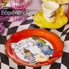 Talking Tables 12 x Alice in Wonderland Plates, Disposable Dishes Multicolor