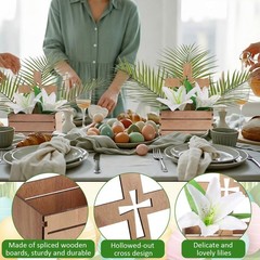 6 Sets First Communion Table Decor Easter Wooden Cross Centerpieces Artificia…