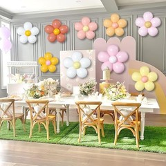 16 Set Daisy Flower Balloons DIY Kit,Boho Daisy Balloons Party Multicolor-a