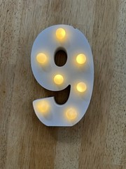 LED Marquee Sign Light Up Number 9 Size 7 Inches White See Pictures For Details
