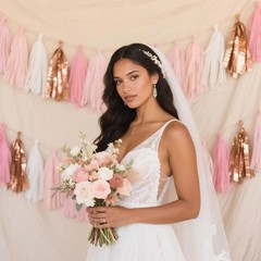 Rose Gold Peach White Pink Tassel Garland Banner 20 Pack Tassel Garland Party