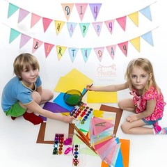 Pennant Banner Flags Pastel – Greatril Colorful Triangle Banners For Birthday