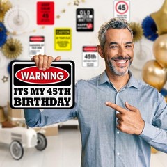 45Th Birthday Party Decorations – 9PCS Wall Signs Funny Tags for Adults 45 Years