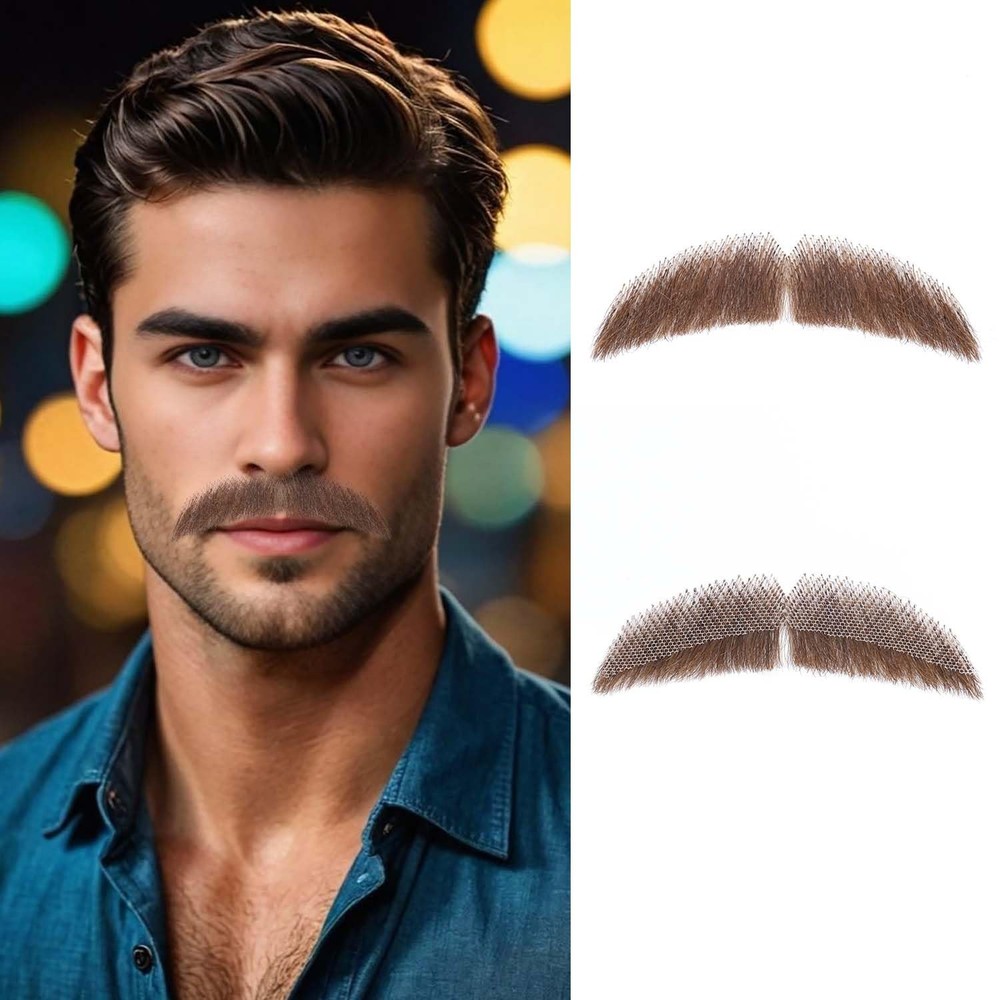 Realistic Mustache and Fake Beard for Men, Natural Looking Costume Mustache H…