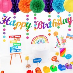 Rainbow Friends Colorful Party-decorations – 21pcs Girls Boys Happy Banner Ga…