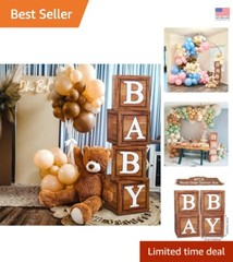 Adorable Teddy Bear Baby Shower Boxes – Easy Assembly Party Decorations, 4 Count