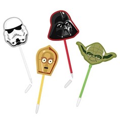 STAR WARS PARTY FAVORS ~ 8 PENS (2 each Yoda~C3P0~Darth Vader~Storm Trooper) NEW