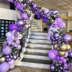Purple Balloon Garland Kit Dark And Gold Arch Lavender Light Decoration For Baby