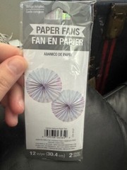 Iridescent 12″ Paper Fans 2ct. Party Supply Hanging Decoration New!!!