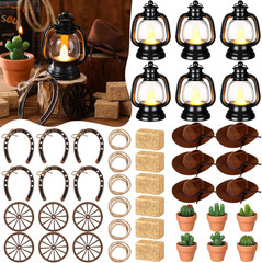Ferraycle 48 Pcs Cowboy Party Decoration Western Theme Party Centerpiece Mini Co