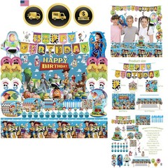 Cartoon Birthday Decorations Party Supplies Banner Balloons Plates Backdrop