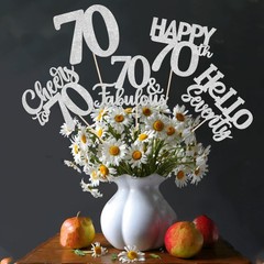 15 PCS 70th Birthday Centerpiece Sticks Silver Table Toppers Party Decor