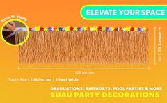 9 Feet x 29.5″ Luau Grass Table Skirt – Hawaiian Theme Party Skirt with
