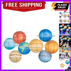 8 Pcs Solar System Planet Paper Lanterns, 12 Inches Large Paper Lantern Plane…