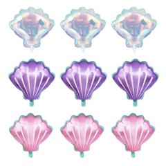 9 Pcs Seashell Balloons Multi-color Shell Balloon Ocean Balloons for Baby Sho…